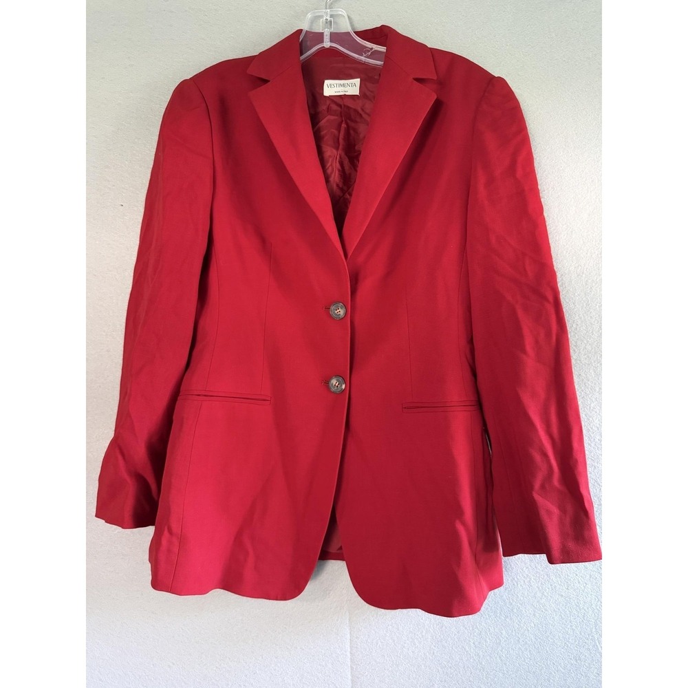 Vtg Vestimenta Blazer Sport Coat Mens 34 Red Wool Herringbone Italy Jacket